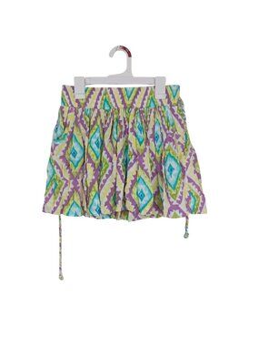 Aeropostale Skirt Womens Multicolor Diamond Print Drawstrings & Pockets Size M